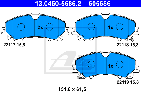 Plaquettes de frein avant ATE 13.0460-5686.2 (X1)