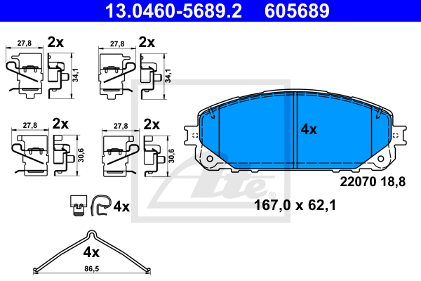 Plaquettes de frein avant ATE 13.0460-5689.2 (X1)