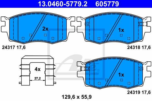 Plaquettes de frein avant ATE 13.0460-5779.2 (Jeu de 4)