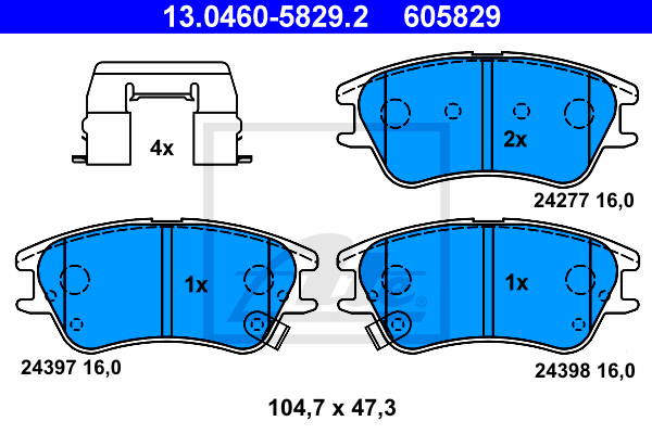 Plaquettes de frein avant ATE 13.0460-5829.2 (Jeu de 4)