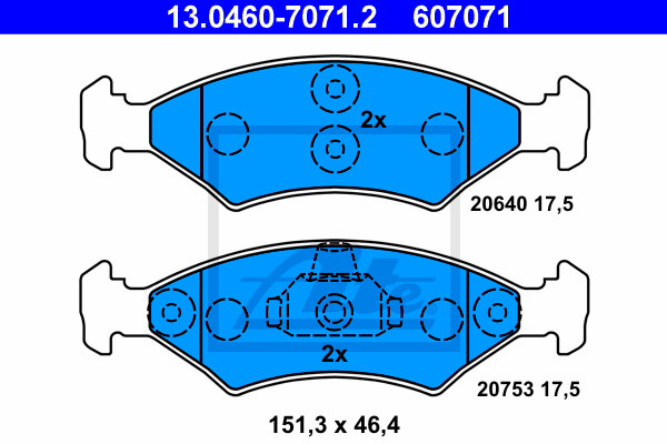 Plaquettes de frein avant ATE 13.0460-7071.2 (Jeu de 4)