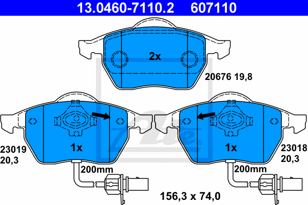 Plaquettes de frein avant ATE 13.0460-7110.2 (Jeu de 4)