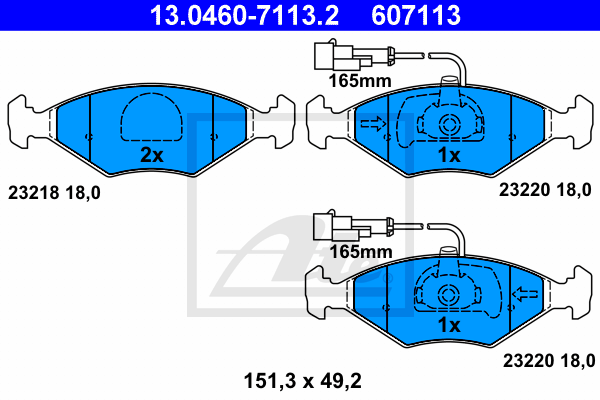 Plaquettes de frein avant ATE 13.0460-7113.2 (Jeu de 4)