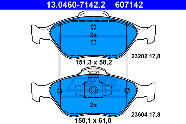 Plaquettes de frein avant ATE 13.0460-7142.2 (Jeu de 4)
