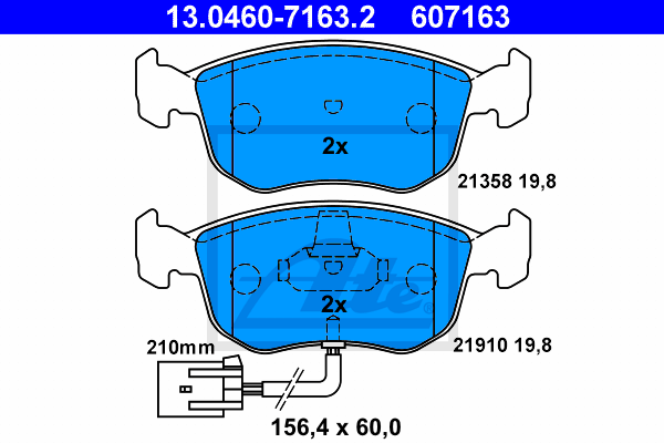 Plaquettes de frein avant ATE 13.0460-7163.2 (Jeu de 4)