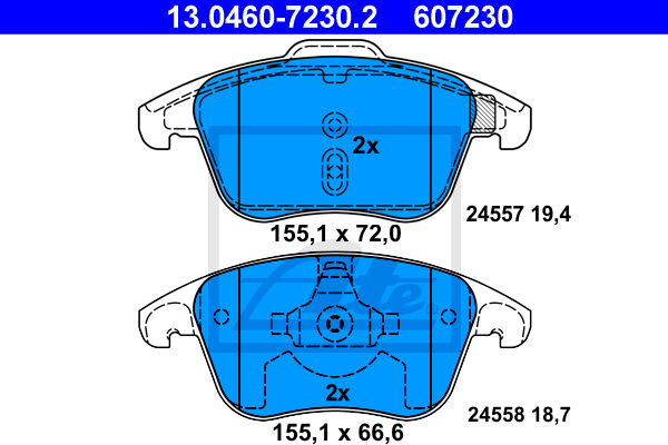 Plaquettes de frein avant ATE 13.0460-7230.2 (Jeu de 4)