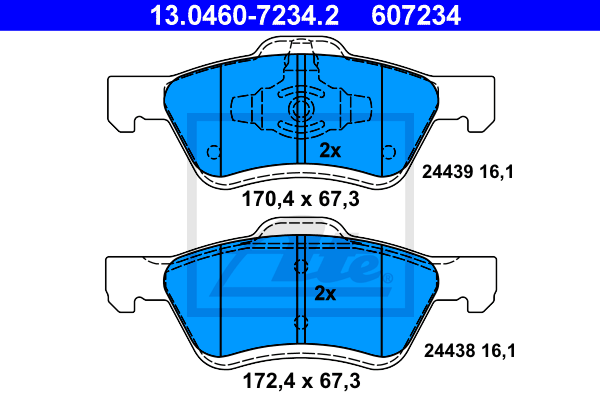 Plaquettes de frein avant ATE 13.0460-7234.2 (Jeu de 4)