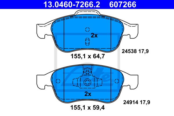 Plaquettes de frein avant ATE 13.0460-7266.2 (Jeu de 4)