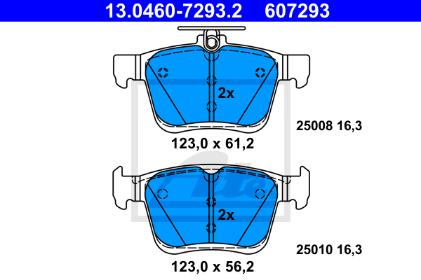 Plaquettes de frein arriere ATE 13.0460-7293.2 (Jeu de 4)