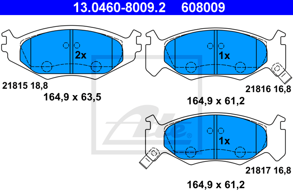 Plaquettes de frein avant ATE 13.0460-8009.2 (Jeu de 4)