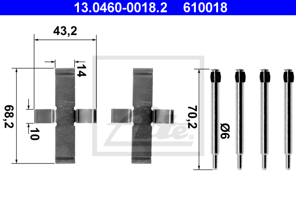 Kit de montage plaquettes de frein ATE 13.0460-0018.2 (X1)