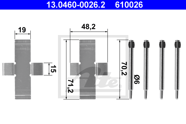 Kit de montage plaquettes de frein ATE 13.0460-0026.2 (X1)