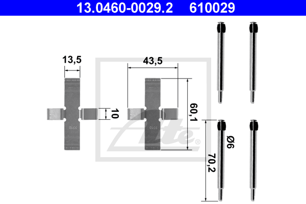 Kit de montage plaquettes de frein ATE 13.0460-0029.2 (X1)