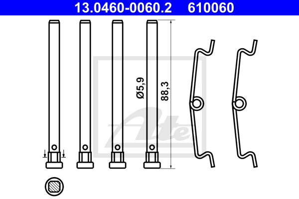 Kit de montage plaquettes de frein ATE 13.0460-0060.2 (X1)