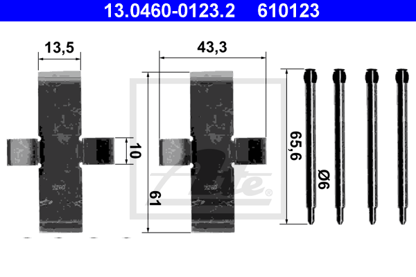 Kit de montage plaquettes de frein ATE 13.0460-0123.2 (X1)
