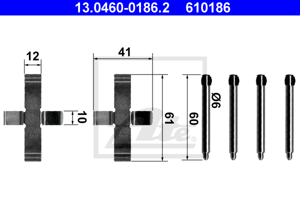 Kit de montage plaquettes de frein ATE 13.0460-0186.2 (X1)