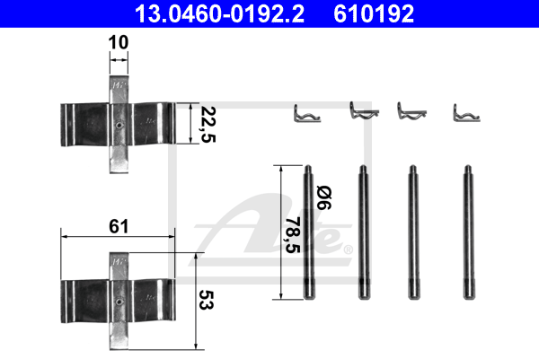 Kit de montage plaquettes de frein ATE 13.0460-0192.2 (X1)