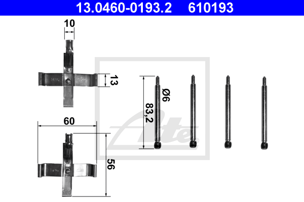 Kit de montage plaquettes de frein ATE 13.0460-0193.2 (X1)