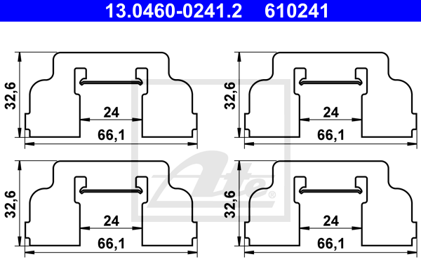 Kit de montage plaquettes de frein ATE 13.0460-0241.2 (X1)