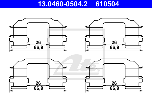 Kit de montage plaquettes de frein ATE 13.0460-0504.2 (X1)