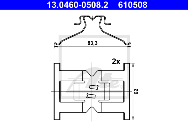 Kit de montage plaquettes de frein ATE 13.0460-0508.2 (X1)