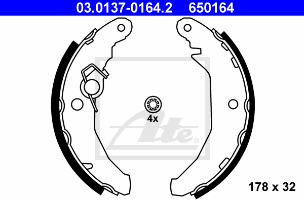 kit de frein arrière simple ou prémonté ATE 03.0137-0164.2 (X1)