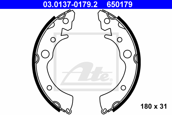 kit de frein arrière simple ou prémonté ATE 03.0137-0179.2 (X1)