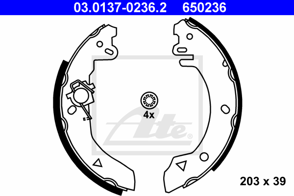 kit de frein arrière simple ou prémonté ATE 03.0137-0236.2 (X1)