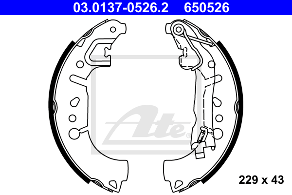 kit de frein arrière simple ou prémonté ATE 03.0137-0526.2 (X1)