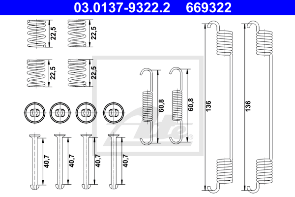 Kit de montage machoires de frein ATE 03.0137-9322.2 (X1)