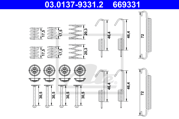 Kit d'accessoires mâchoires de frein de stationnement ATE 03.0137-9331.2 (X1)