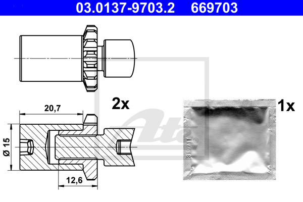 Kit d'accessoires mâchoires de frein de stationnement ATE 03.0137-9703.2 (X1)