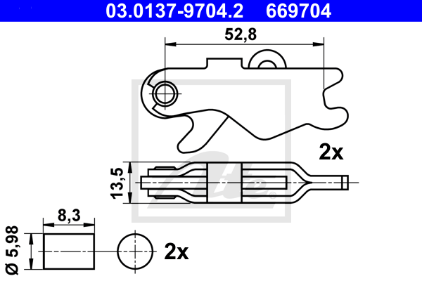 Kit d'accessoires mâchoires de frein de stationnement ATE 03.0137-9704.2 (X1)