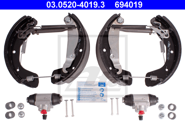 kit de frein arrière simple ou prémonté ATE 03.0520-4019.3 (X1)