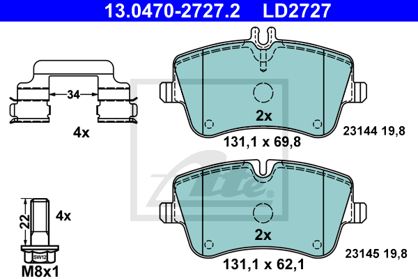 Plaquettes de frein avant ATE 13.0470-2727.2 (X1)