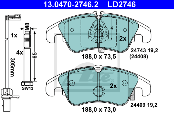 Plaquettes de frein avant ATE 13.0470-2746.2 (X1)