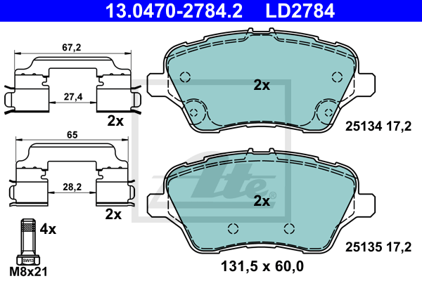 Plaquettes de frein avant ATE 13.0470-2784.2 (X1)