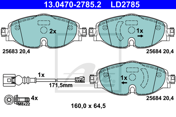 Plaquettes de frein avant ATE 13.0470-2785.2 (X1)