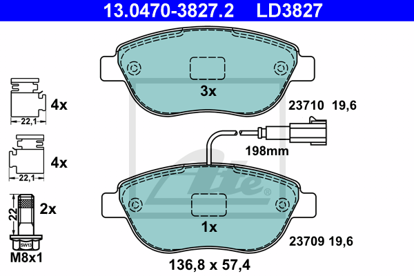 Plaquettes de frein avant ATE 13.0470-3827.2 (X1)