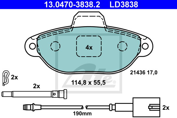 Plaquettes de frein avant ATE 13.0470-3838.2 (X1)