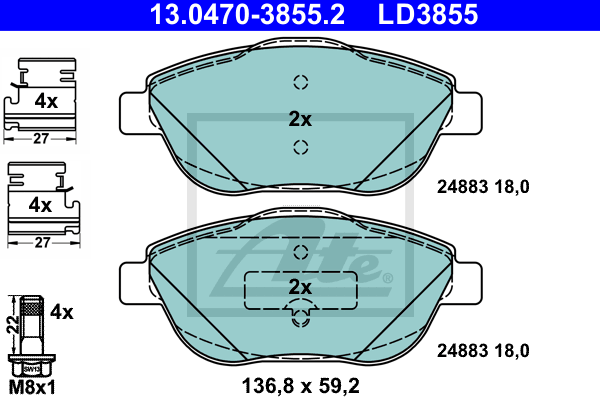 Plaquettes de frein avant ATE 13.0470-3855.2 (X1)