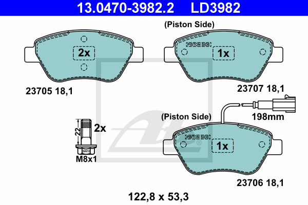 Plaquettes de frein avant ATE 13.0470-3982.2 (X1)