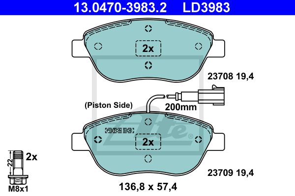 Plaquettes de frein avant ATE 13.0470-3983.2 (X1)
