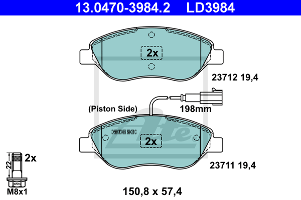 Plaquettes de frein avant ATE 13.0470-3984.2 (X1)