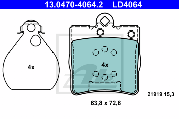 Plaquettes de frein arriere ATE 13.0470-4064.2 (X1)