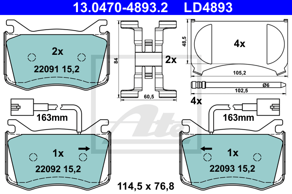 Plaquettes de frein avant ATE 13.0470-4893.2 (X1)