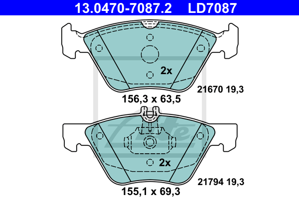 Plaquettes de frein avant ATE 13.0470-7087.2 (X1)