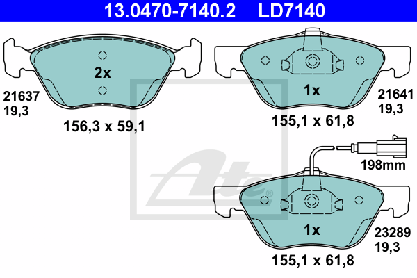 Plaquettes de frein avant ATE 13.0470-7140.2 (X1)