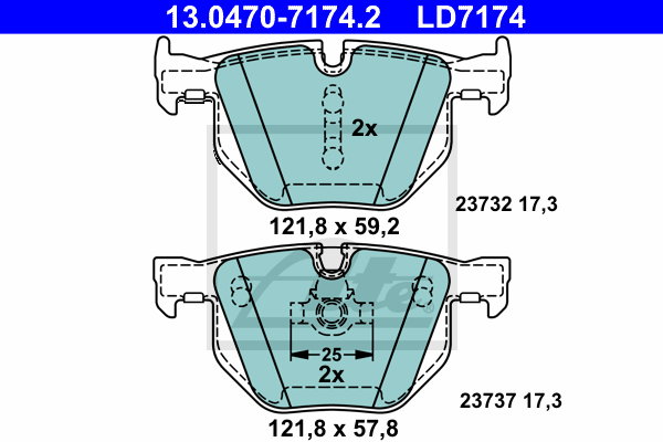 Plaquettes de frein arriere ATE 13.0470-7174.2 (X1)