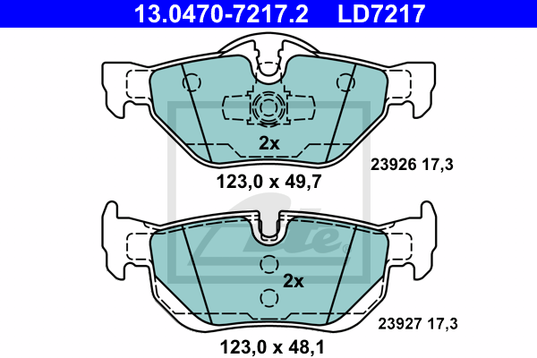 Plaquettes de frein arriere ATE 13.0470-7217.2 (X1)